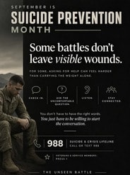 Instagram post from @_theunseenbattle: Suicide Prevention Month post